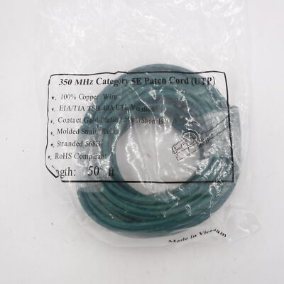 50 Ft 350 MHZ Category 5E Patch Cord (UTP) 100% Copper Wire Stranded 568B