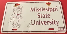 Vintage Mississippi State Bulldogs Booster License Plate Bully