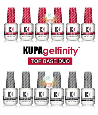 Kupa Gelfinity Gel Top No Wipe + Base Coat  Gel UV/LED Cure Soak Off (6 PAIRS)