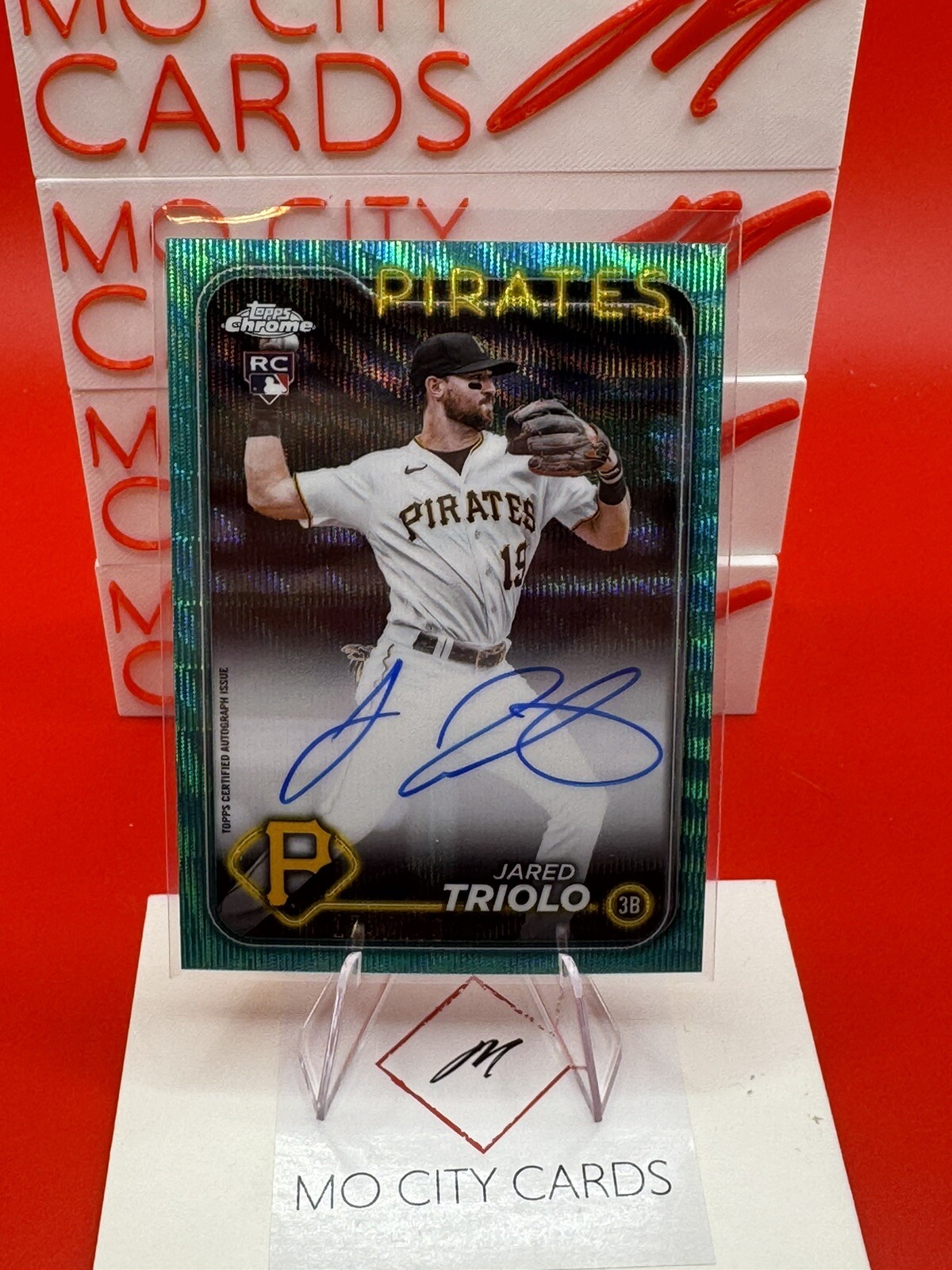 2024 Topps Chrome Jared Triolo RC Auto /199 Aqua Wave Refractor #RA-JTR Pirates