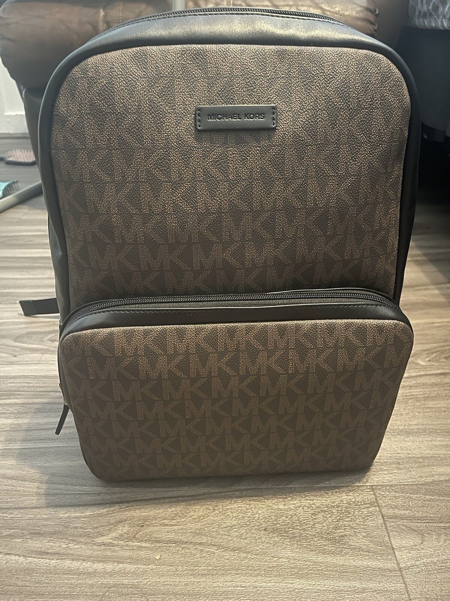 NEW Michael Kors Everett Brown Black Backpack Michael Kors Everett Unisex Brown Logo And Black Leather  main image 3