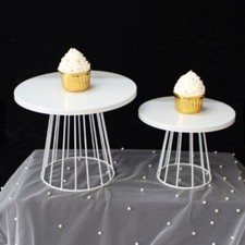 2x Gold White Metal Round Cake Stand Wedding Birthday Xmas Party Cupcake Display