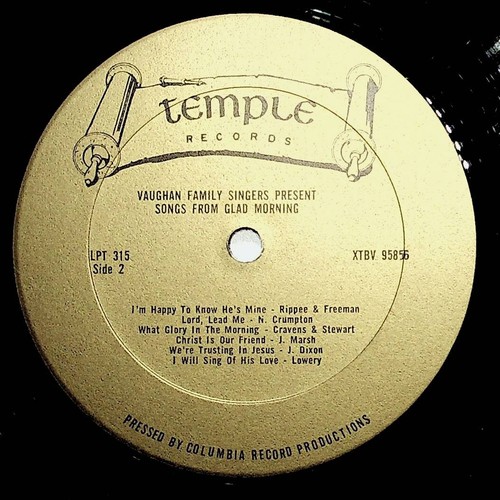 Memphis TN Vaughan Singer Glad Morning Southern Gospel Christian Vinyl LP Record - Picture 3 of 4