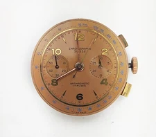 Vintage Chronographe Suisse Dial 17 Rubis Antimagnetic Landeron 48 Movement