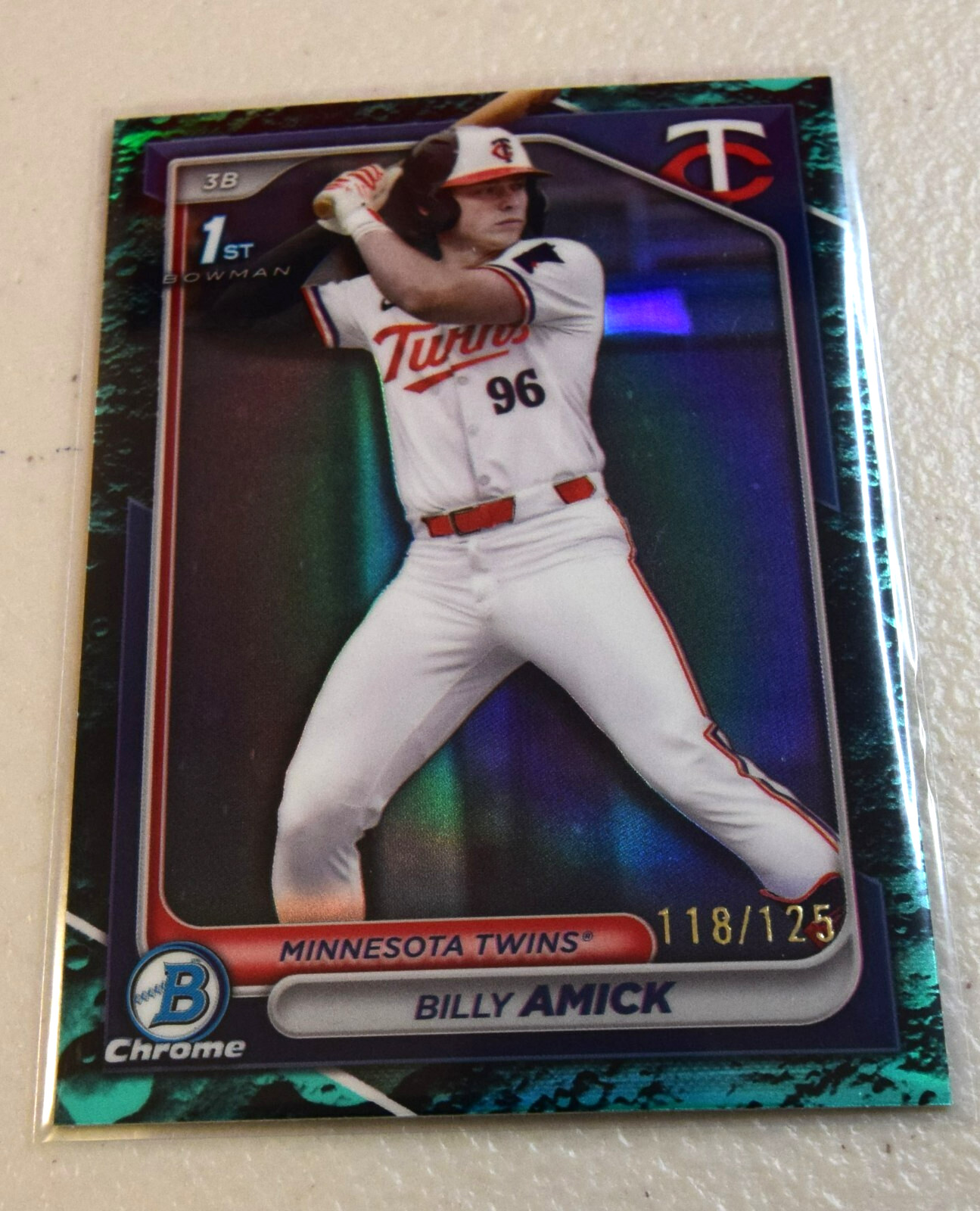 2024 Bowman Draft - Chrome Aqua Lunar Refractor #BDC-68 Billy Amick /125 (RC)