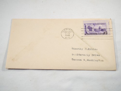 3c single Wisconsin Centennial First Day Cover cancelled envelope typewritten - Picture 2 of 3