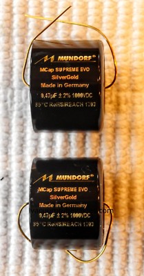 TWO Mundorf MCap 1000 VDC SUPREME EVO Silver Gold  Cap Capacitor .47 0.47 uf