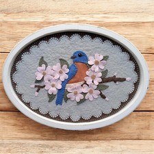 Pre-Washed Wool Blend Felt Penny Rug Kit - Eastern Bluebird - Candle Mat Kit
