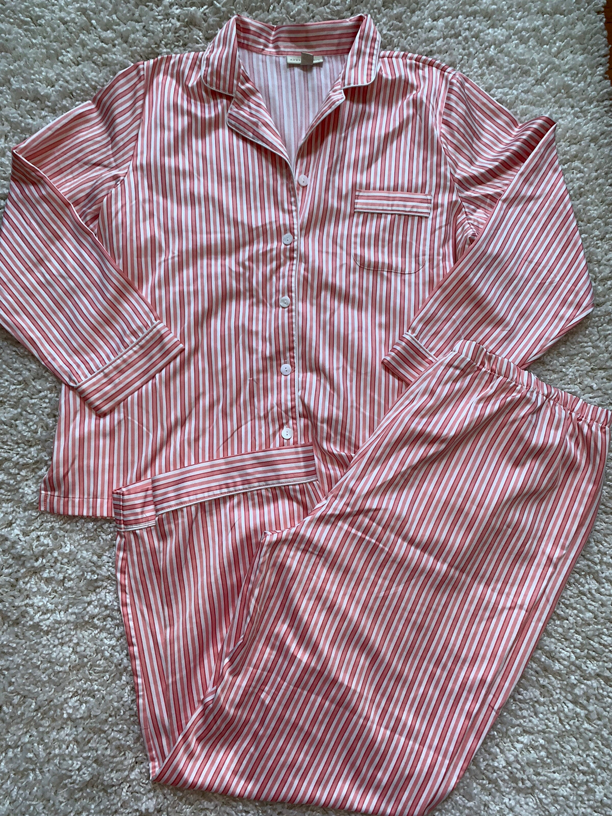 Appleseed’s Pink White Striped Pajama Set XL B1 eBay