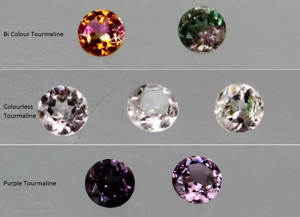 1x 4mm Natural Tourmaline Round Loose Gemstone Purple Bi colour Colourless White
