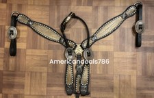 Western Brown Leather Bling Tack Set With Crocodile Overlay Thunderbird Conchos