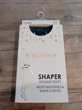 NWT Vigoss Shaper Opaque Tights Size S/M Black Shape Curves