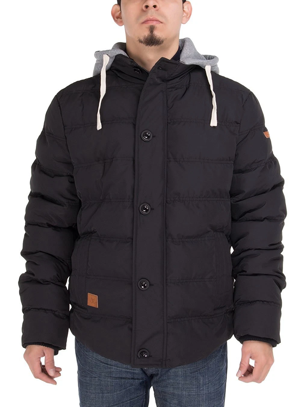 Luciano Natazzi Mens Thermal Padded Down Jacket Removable Hood Treaty