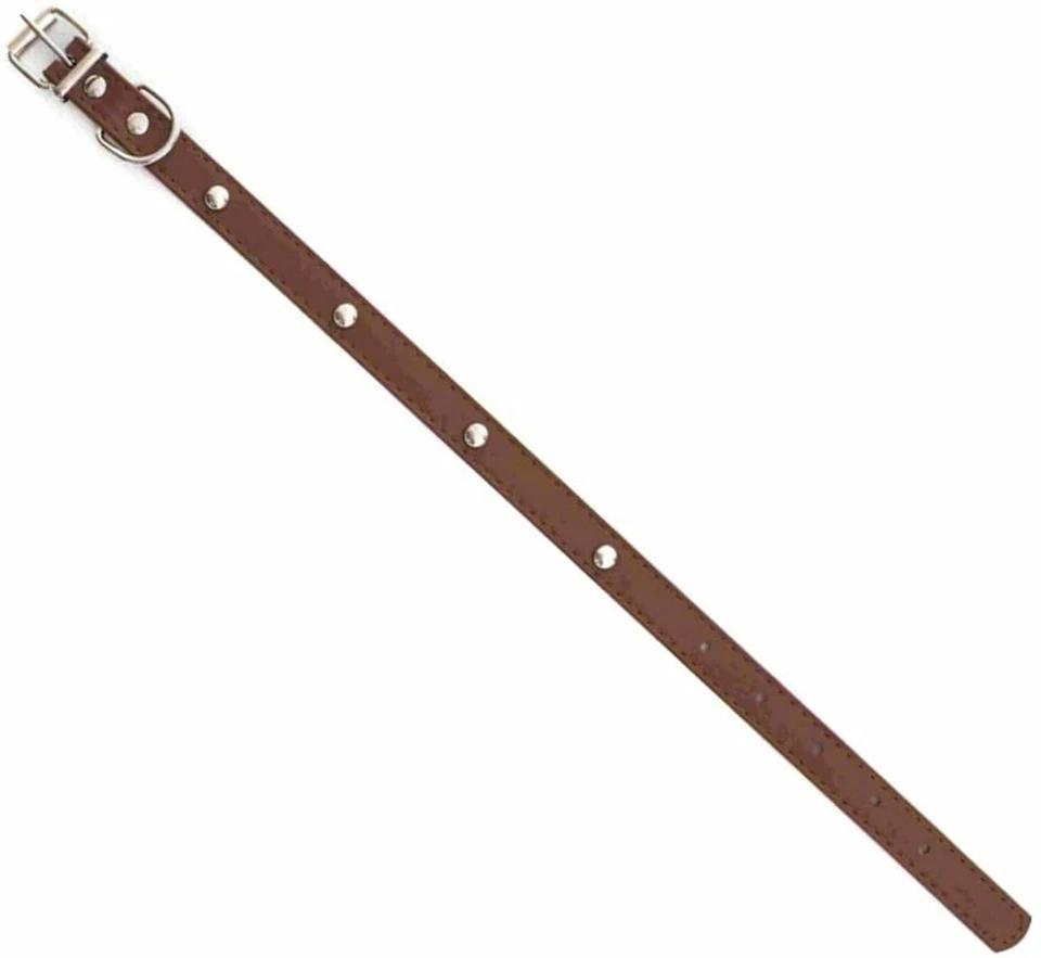 Collier pour Chien Moyen Clouté Métal en Simili Cuir 45 x 1,8 cm - Brun - 2250 - Photo 1/2