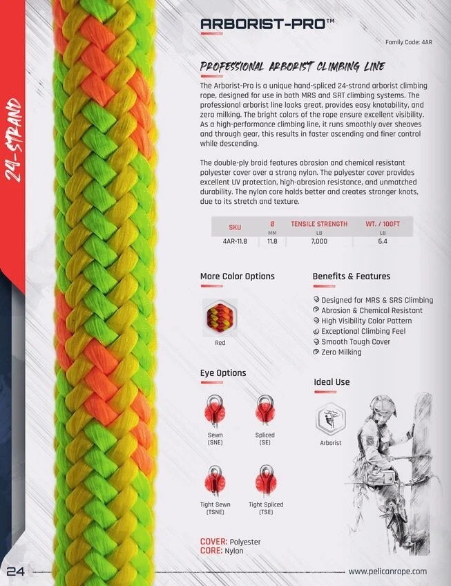 Cuerda Pelican Arborist Pro 24 hilos 11,8 mm x 100' Foto 4 de 4
