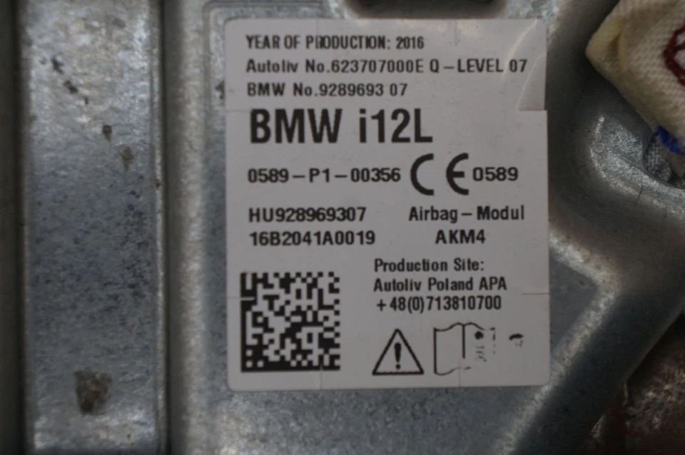 Airbag preto fabricante de equipamento original 72129289693 Bmw I8 14-17 19-20 painel lateral esquerdo do motorista - Imagem 2 de 4