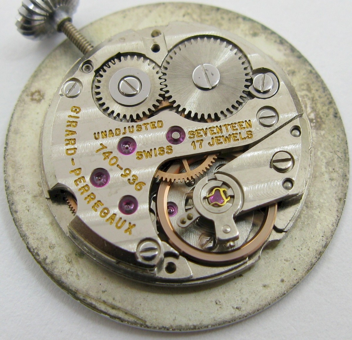 Girard Perregaux 740 936 17 jewels Watch movement & dial for part