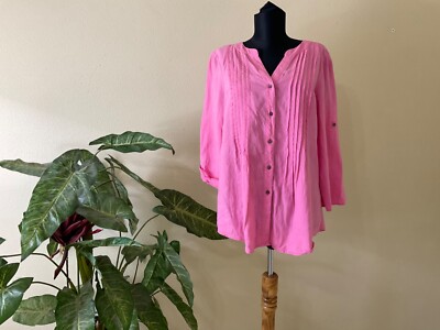 Brand Chaus Chaus Roll Tab Blouse Chaus Sport Top Linen