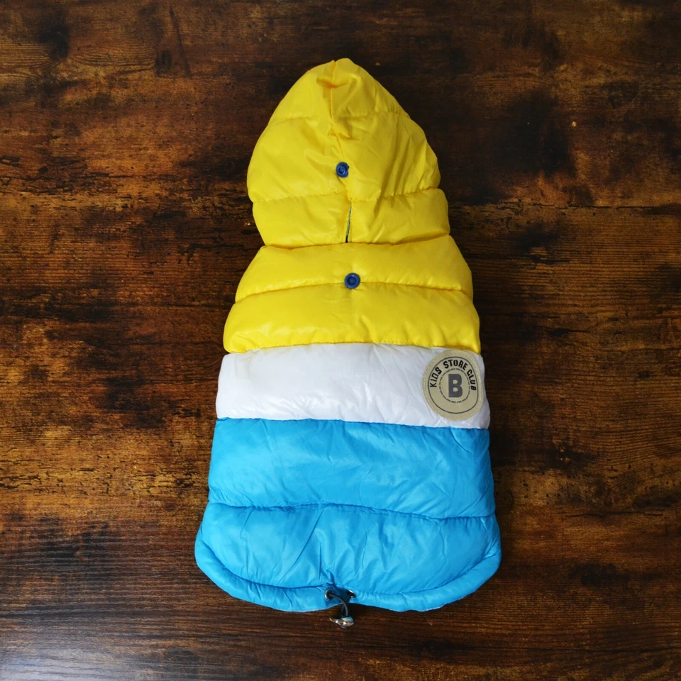 Small Dog Winter Yellow and Blue Waterproof Jacket With Hood / Dog Jacket - Image 4 of 4
