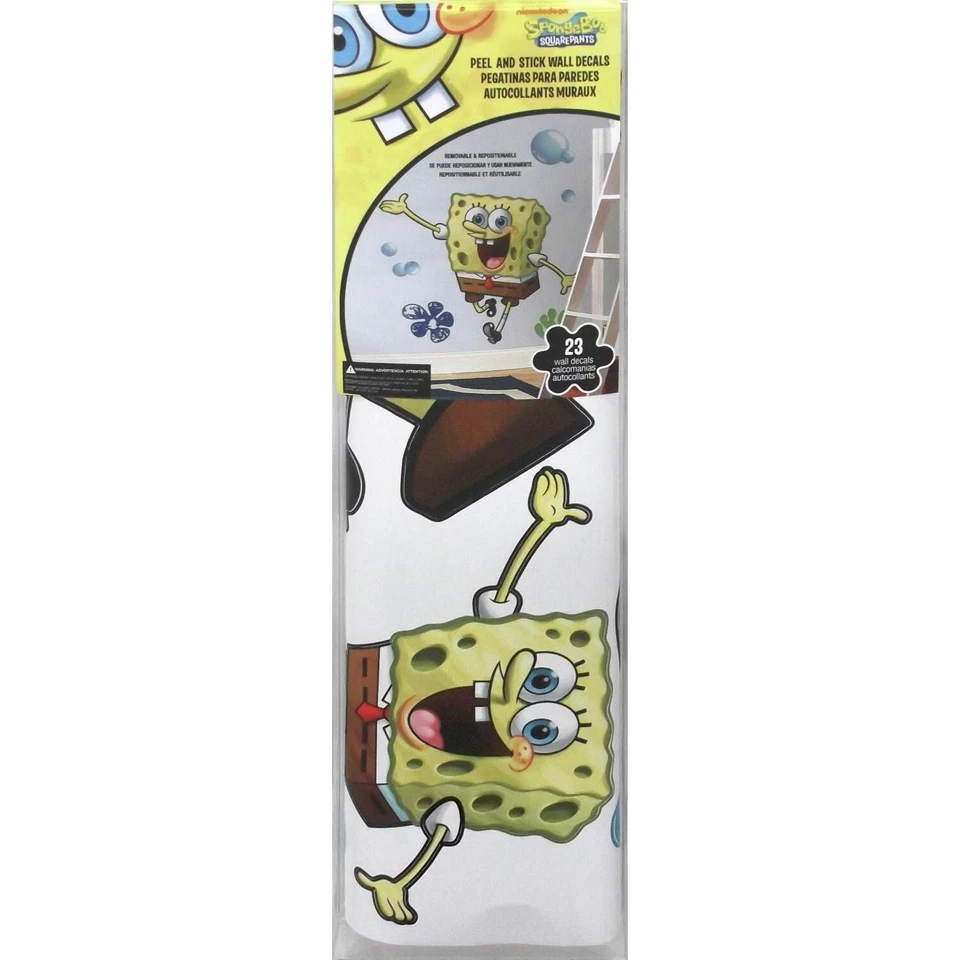 "Mural de 38"" Bob Esponja gigante 9 calcomanías de pared pegatinas decoración habitación niños" Foto 4 de 4