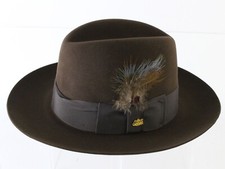 Stetson The Sovereign Mens Mink Brown Felt Fedora W/ Feather Pin 6 3/4 54CM