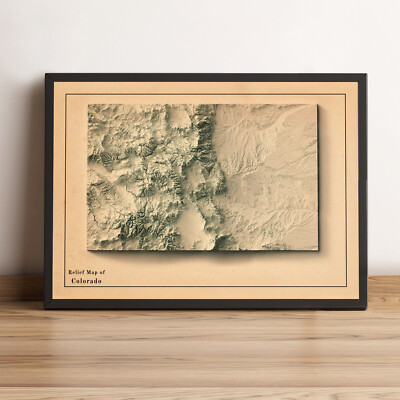 Colorado Map, Colorado 2D Relief Map, Colorado Vintage Map - 2D Flat Print