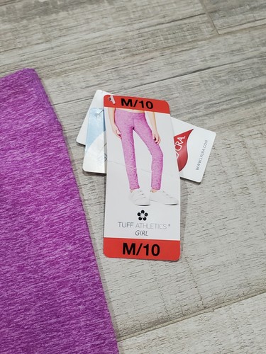 *New* Tuff Athletics Girl Magenta Pink Purple UPF 40+ Stretch Leggings Sz 10 - Picture 3 of 5
