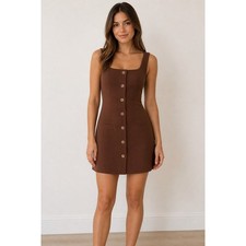 Sincerely Jules Brown Sleeveless Button Dress S