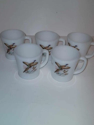  Anchor Hocking Fire King Game Birds Mugs 