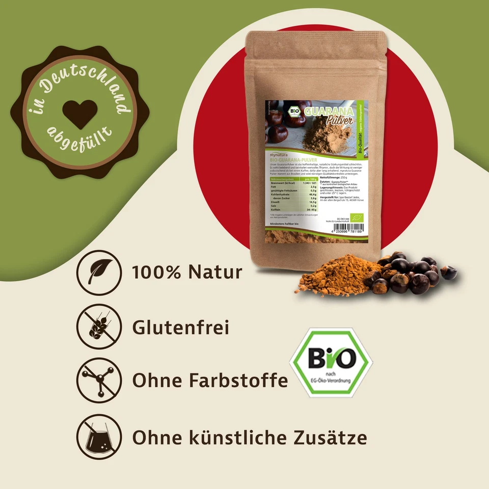 Mynatura Bio Guarana Pulver schonend verarbeitet 250g Beutel - Bild 2 von 4