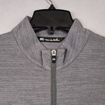 Travis Mathew 1/4 Zip Pullover Mens Small Gray Heather Striped Stretch Giorgio