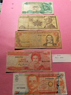 Bulk Lot of 5 Global Banknotes F15 to VF