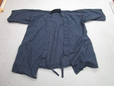 MUJI Medium Mens Japanese Kimono Jinbei Top Robe Seersucker Breathable coastal