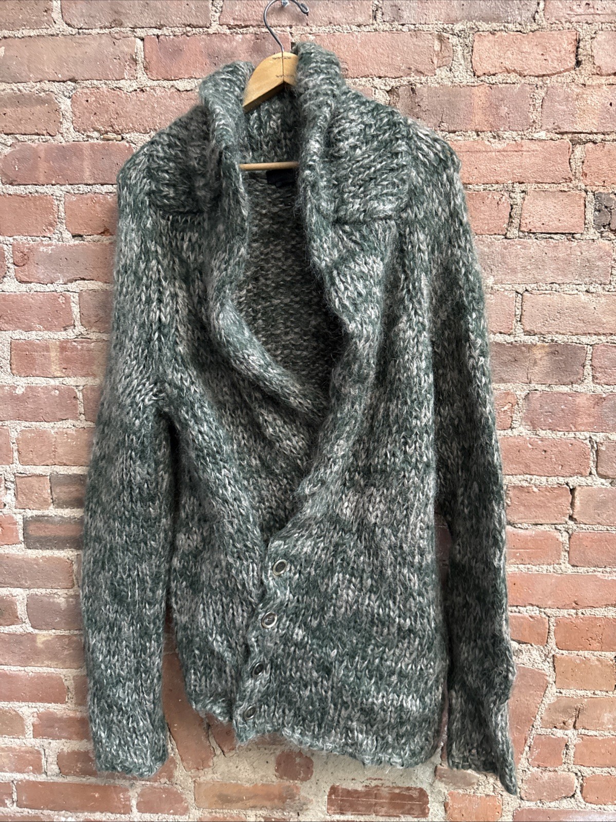 Vintage Alexander McQueen Men’s Cardigan Sweater, Sz Large, Fuzzy Mohair Italy image 2