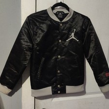 Jordan Boys Varsity Jacket Black Gray Size M 140-152cm 10-12yrs Long Sleeve