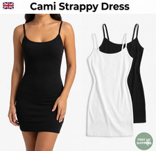 LADIES VEST TOPS PLUS SIZE STRAPPY TANK TOP WOMANS STRETCHY CAMI BODYCON JERSEY