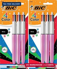 BIC 4 Color Shine Retractable Ballpoint Pen with 1.0 mm Point and Wide Barrel,in
