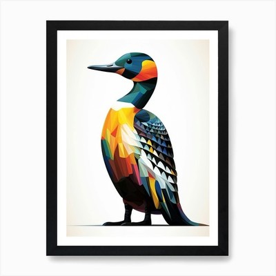 Bunter geometrischer Vogel gewöhnliches Klo gerahmtes Wandbild Poster Leinwanddruck Bild