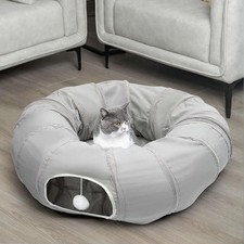 Cat Tunnel Bed for Indoor Cats - Large Cat Donut Tunnel with Hanging Ball Toy...