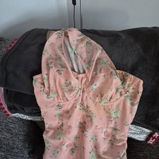 PrettyLittleThing Pink Floral Underwired One Shoulder Ruched Midaxi Dress Size 8
