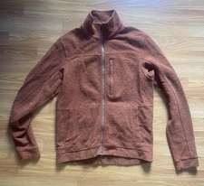 Ibex Merino Wool Full Zip Jacket Orange Size Medium Outdoors Hiking Base Layer