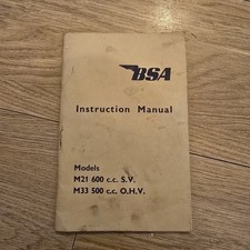 BSA M21 M33 Instruction Manual Book Guide  Genuine