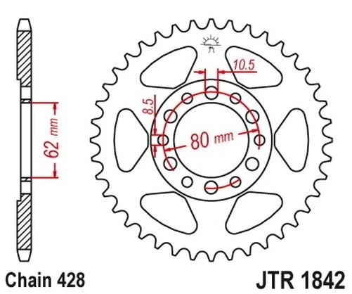 52 Tooth Sprocket Pitch 428 Type JTR1842 for Yamaha XT 350 / TW 125 200 - Image 4 of 4
