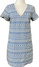 Ali And Jay Dress Womens Small Blue White Embroidered Knight Casual Party Boho