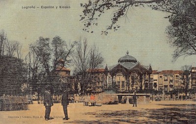 Espolon Y Kiosko Logroño Spanien Postkarte (E798)