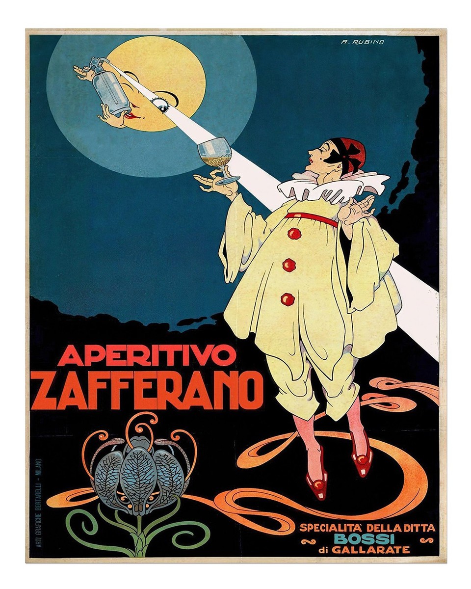 Vintage Art Nouveau Wall Art Poster - Aperitivo Zafferano Home