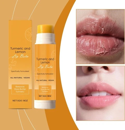 Lemon Turmeric Lip Balm - Lip Lightening for Dark Lips, Lip Repair & Cracked Li - Picture 2 of 9