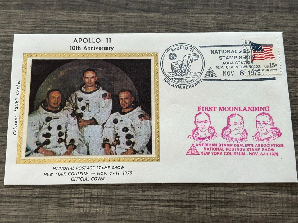 APOLLO 11 10th ANNIV NATIONAL POSTAGE SHOW NOV 8,1979 3 covers w/silk cachets - Image 4 of 4