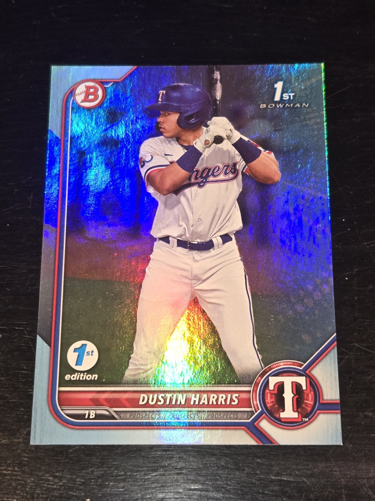 2022 Bowman Prospects 1st Edition Dustin Harris 1st Bowman SKY BLUE FOIL SSP🔥