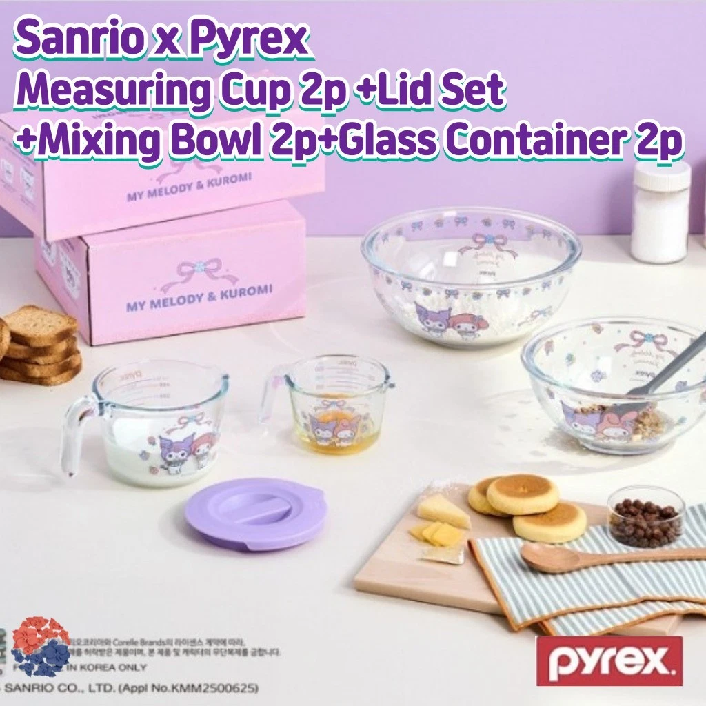 Limited Pyrex Sanrio Measuring Cup2p+Lid Set +Mixing Bowl 2p+Glass Container 2p